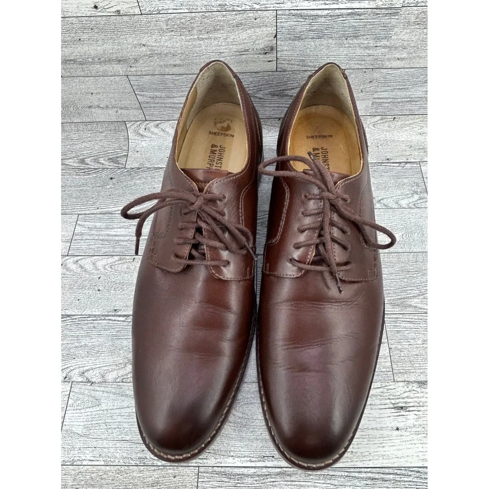 Johnston & Murphy Mens Brown Leather Oxford‎ Dress Shoes Size 9M Made in Brazil